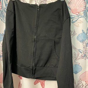 SHEIN black cropped zip up hoodie